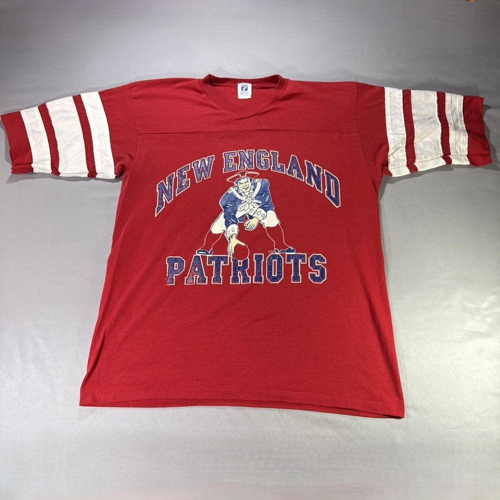 Vintage New England Patriots Shirt Logo 7 Pat Patriot 3/4 Sleeve Red Large USA